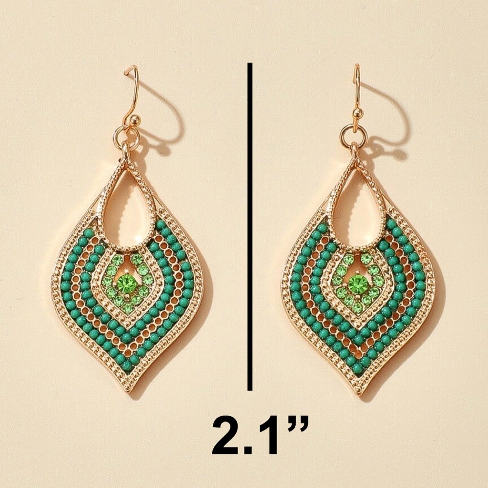 Any 2/$20! Gold/Green Crystal/Bead Drop Earrings - Picture 5 of 7